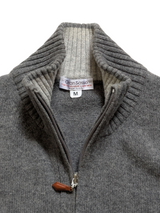 Gran Sasso Zip Cardigan Sweater Vest M Grey Wool/Cashmere