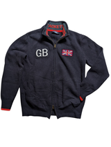 Hackett Zip Cardigan Sweater M Navy GB Union Jack Blue