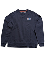 Hackett Sweatshirt L GB Union Jack Patch Navy Blue Cotton