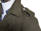 Neill Katter Italy Belted Pea Coat S Olive Green Wool Knit