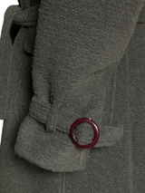 Neill Katter Italy Belted Pea Coat S Olive Green Wool Knit