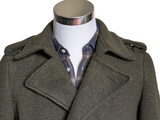 Neill Katter Italy Belted Pea Coat S Olive Green Wool Knit
