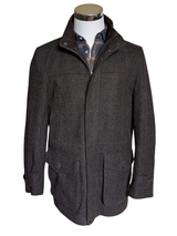 Abraham Moon Car Coat M Dark Brown Yorkshire Tweed Wool