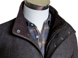 Abraham Moon Car Coat M Dark Brown Yorkshire Tweed Wool
