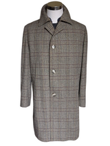 Vintage Dhobi England Coat L/42R Brown Plaid Thornproof Wool