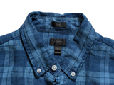 J. Crew Shirt L Slim Blue Plaid Baird McNutt Linen