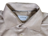 Eton Shirt 15.5 Beige Herringbone Contemporary Fit Spread collar Cotton