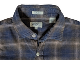 Hartford Shirt M Navy/Brown Cotton Flannel