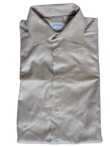 Eton Shirt 15.5 Beige Herringbone Contemporary Fit Spread collar Cotton