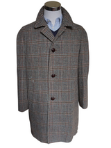 Vintage Dunn & Co. Harris Tweed Balmacaan Raglan Coat 44R-46R Multi Plaid Wool