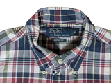 Ralph Lauren Shirt M Ivy Navy Burgundy Plaid Cotton