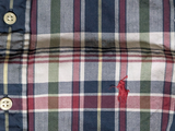Ralph Lauren Shirt M Ivy Navy Burgundy Plaid Cotton