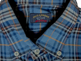 Paul & Shark Shirt M Blue Plaid Cotton Flannel Italy