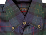 Paul & Shark Shirt L Navy/Hunter Plaid Cotton Flannel Italy