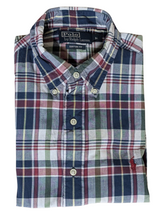 Ralph Lauren Shirt M Ivy Navy Burgundy Plaid Cotton