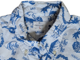 Hartford Shirt L Blue/White Hawaii Surf Print Cotton