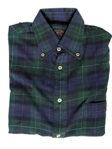 Paul & Shark Shirt L Navy/Hunter Plaid Cotton Flannel Italy