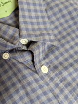 Oliver Sweeney Shirt M Blue/Grey Check Cotton Flannel