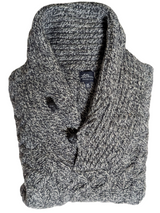 L.L. Bean Sweater M Grey Marled Shawl Collar Pullover Shetland Wool