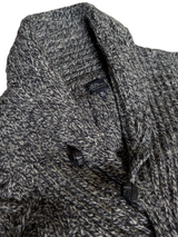 L.L. Bean Sweater M Grey Marled Shawl Collar Pullover Shetland Wool