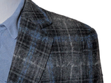 Pal Zileri Sport Coat 43/44R Slim Grey/Blue Plaid 2-Button Wool