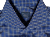 Finamore Napoli Shirt 15.5 Blue Plaid French Cuffs Cotton