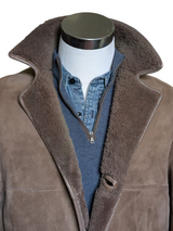 Vintage Baily's Leather Lamb Shearling Coat L/42 Taupe/Beige 3-Button