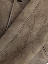Vintage Baily's Leather Lamb Shearling Coat L/42 Taupe/Beige 3-Button