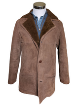 Vintage Richard Draper Leather British Shearling Coat S/36 Brown