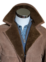 Vintage Richard Draper Leather British Shearling Coat S/36 Brown