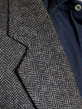 Vintage British Sport Coat 40R Grey Donegal Herringbone 2-button Wool Tweed