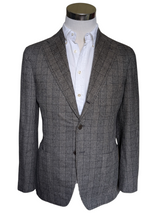 Isaia for Riviera Sport Coat 39R Black/White Plaid Rolling 3-button Pure cashmere
