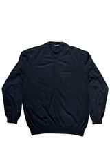 Lagerfeld Sweater L Navy Blue V-Neck Cotton