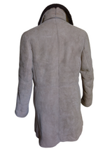 Vintage Morlands Leather Lambsuede Shearling DB Coat S/38 Beige