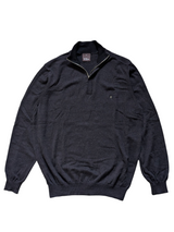 Oscar Jacobsen Sweater XL Half Zip Charcoal Wool Italy