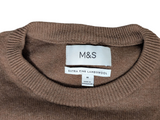 Marks & Spencer Sweater M Dark Camel Tan Lambswool