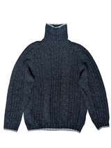 Gant Sweater L Marled Blue-Grey Turtleneck Wool/Cashmere