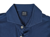 Boggi Milano Shirt M Dark Royal Blue Cotton Filo di Scozia