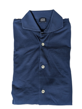 Boggi Milano Shirt M Dark Royal Blue Cotton Filo di Scozia