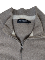 Hackett Sweater XL Mushroom Beige Half Zip Wool Blend