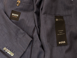 Boss Loro Piana Sport Coat 41/42R SLIM Soft Blue Herringbone Wool/Silk/Linen