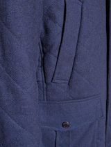 Abraham Moon Sterling Car Coat L Navy Blue Quilted Wool