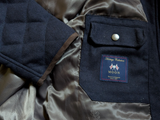 Abraham Moon Sterling Car Coat L Navy Blue Quilted Wool