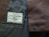 Crombie Coat 44R Brown Herringbone 3-button Wool Tweed Crombie