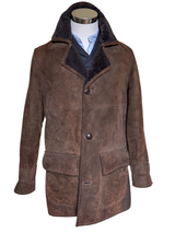 Vintage Barretts Leather Lambsuede Shearling Coat M/40 Dark Brown