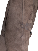 Vintage Baily's Leather Lambsuede Shearling Belted Coat S/38 Brown