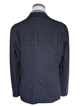 Jack Wills x Abraham Moon Sport Coat L/42R Blue Herringbone Wool Tweed