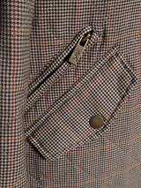 Abraham Moon Sterling Car Coat M Tan Check Quilted Wool
