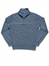 Battisti Sweater S/M Pale Blue Half Zip Cashmere/Silk