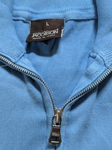 Oscar Jacobsen Sweater L Half Zip Sky Blue Cotton Italy